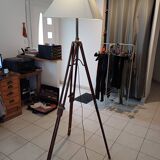 Geometric Tripod Lamp Wood and Brass