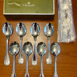 Christofle France Vendôme, 8 ice cream spoons in new condition.