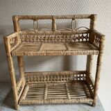 Small light beige wicker and rattan shelf