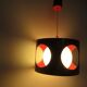 Suspension in red lacquered metal and white opaline ball 60s 70s