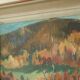 Original mid-century oil painting on Swedish canvas "Autumn Day Järvsö"