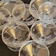 9 old champagne glasses in cut crystal and engraved art deco