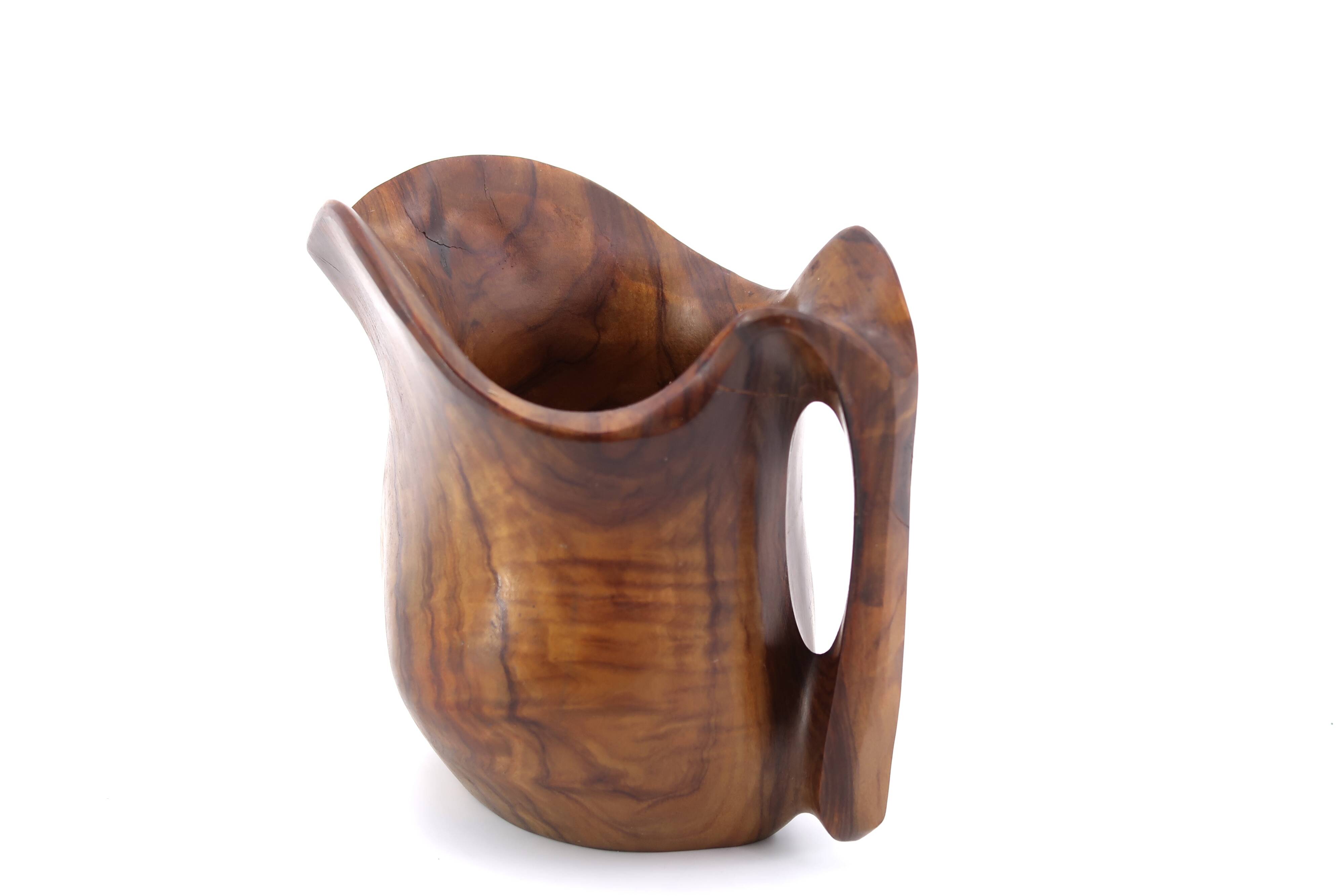 Decorative wooden pitcher signed Falcon Spain, 60s