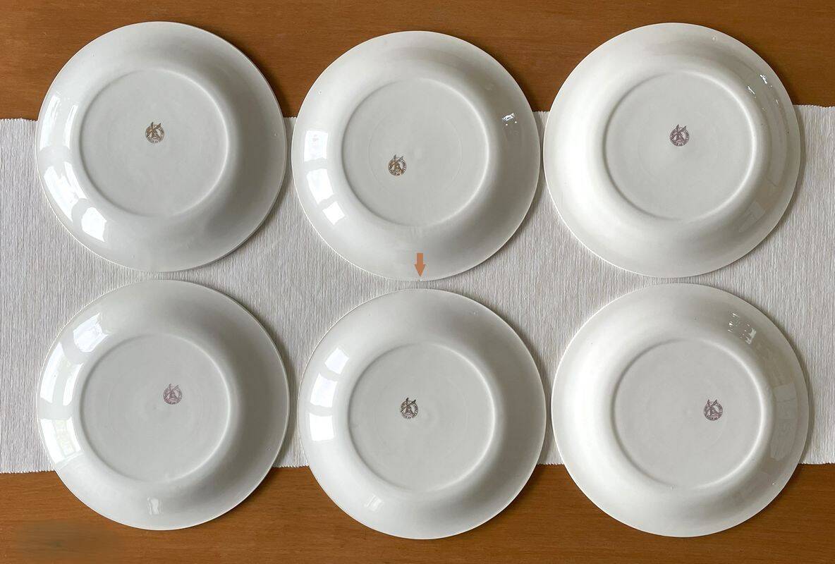 6 antique flat plates in Saint-Amand earthenware (Nord)