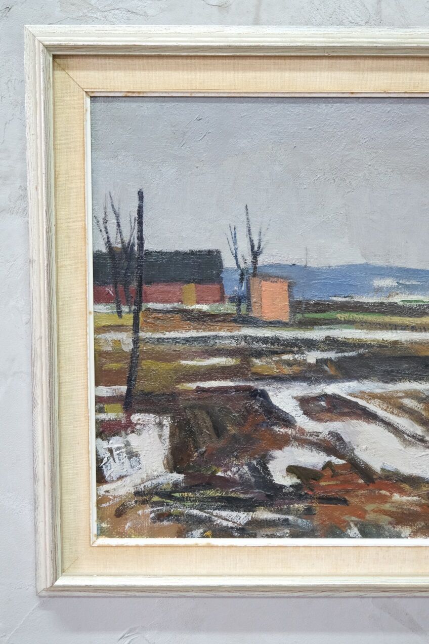 Swedish Modern Painting, Signed,  1955, Oil on Panel, Framed