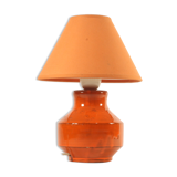 Lampe de table en céramique orange avec empreintes géométriques, années 1970.
