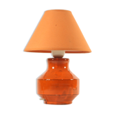 Lampe de table en céramique orange avec empreintes géométriques, années 1970.