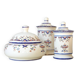 2 apothecary jars & candy box "old Rouen", circa 1960