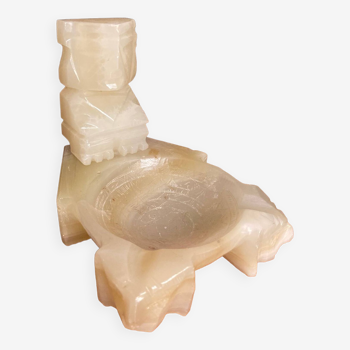 Rare alabaster ashtray, Aztec/Mayan