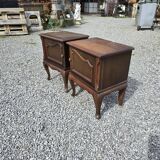 Pair of Louis XV style oak bedside tables