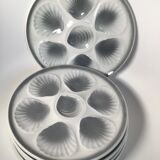 6 assiettes à huîtres Moulin des Loups blanc et gris