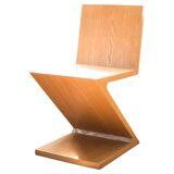 4 Zig Zag Ashwood Modernist Chairs after design Gerrit Rietveld, De Stijl 1930's