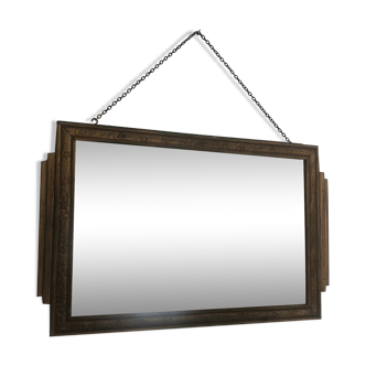 Vintage mirror 1930 golden wood - 51 x 32 cm