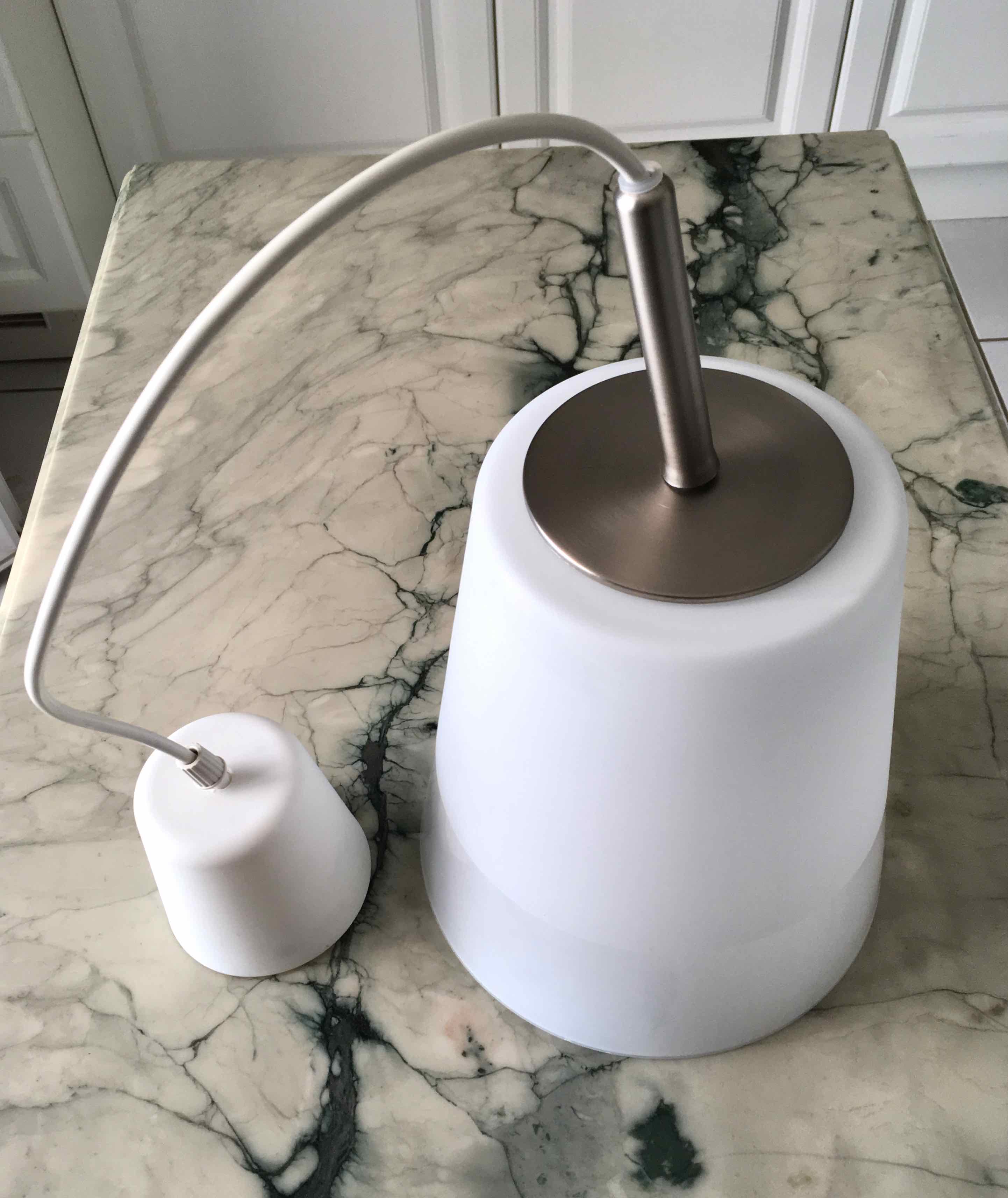 Opaline suspension and brushed steel