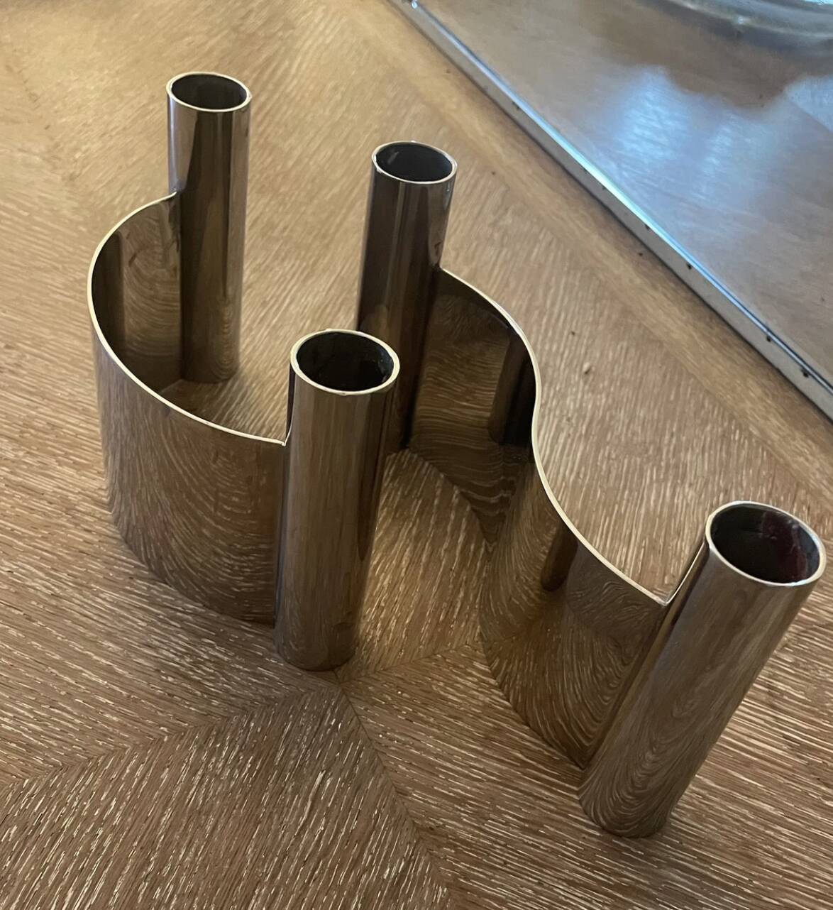 1970s metal candlesticks