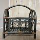 Indonesian style bamboo and rattan magazine rack - 1960s - green stained