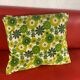 Cushion cover, green lotus flowers, vintage 1970