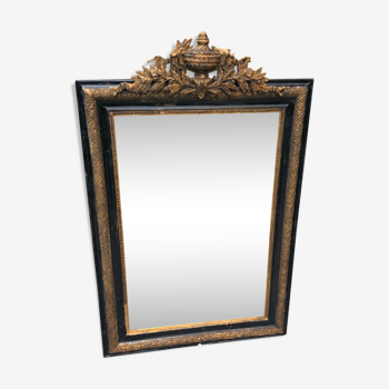 Trumeau miroir époque Napoleon III doré en or fin 120x78cm
