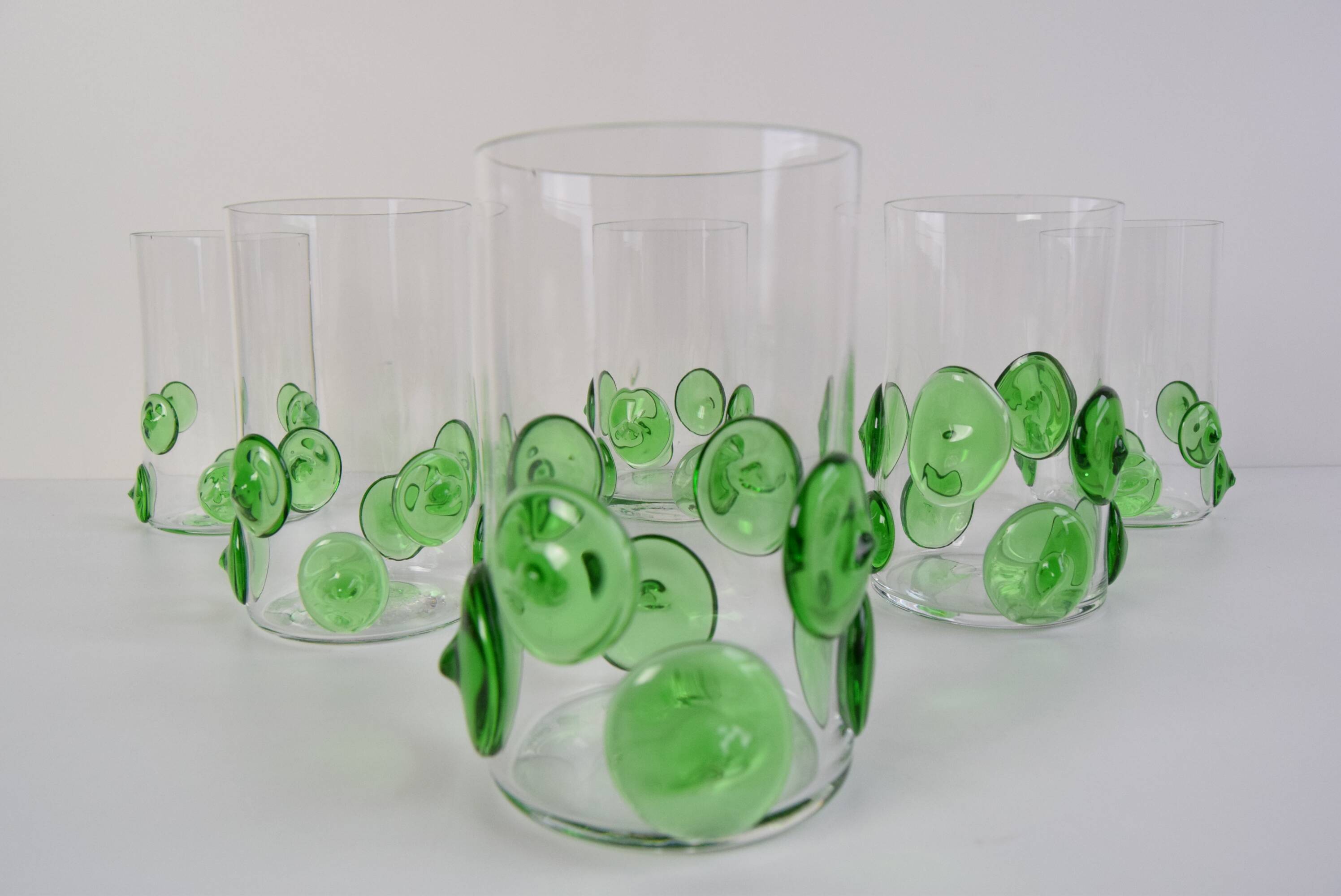 Set of six glasses Glasswork Nový Bor, 1950s.