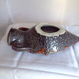 Flat vase Vallauris enamelled ceramic
