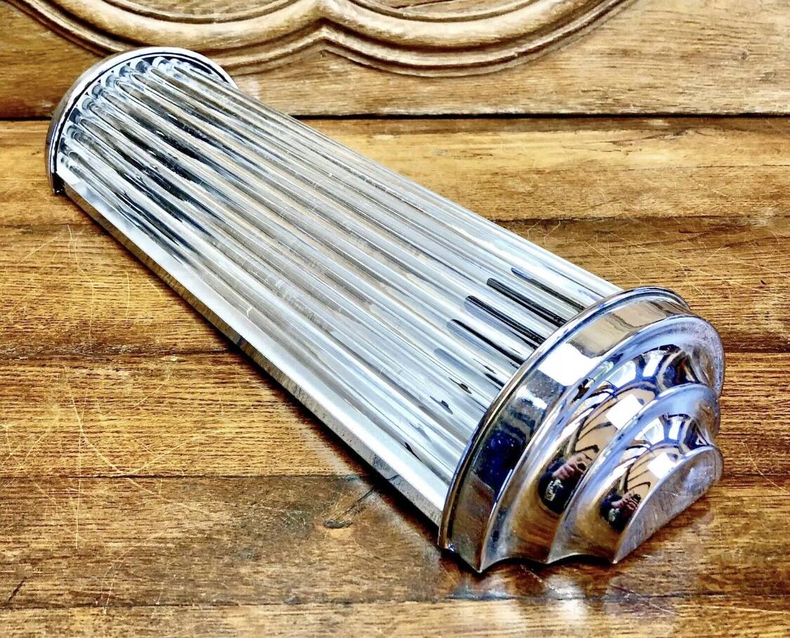 Chrome and glass tube wall light Petitot Genet and Michon c 1950