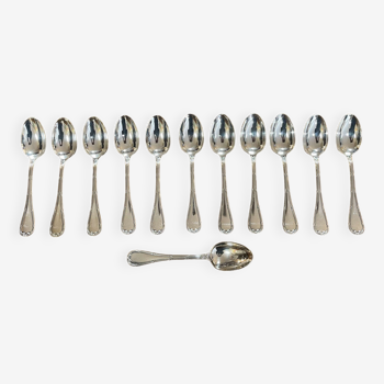 Series of 12 silver metal spoons Christofle model Ribbons
