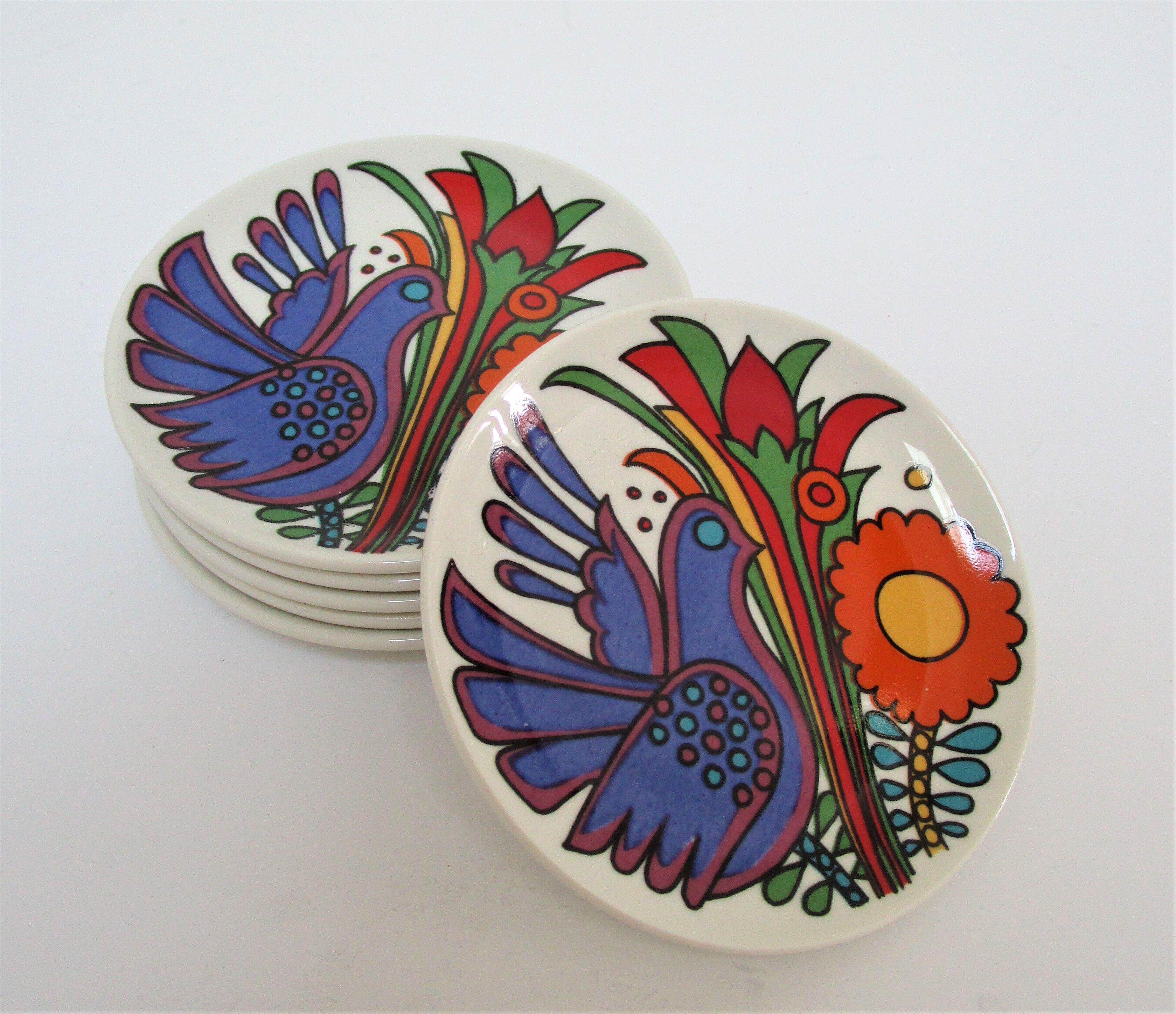 Six butter plates Acapulco Villeroy and Boch 70s