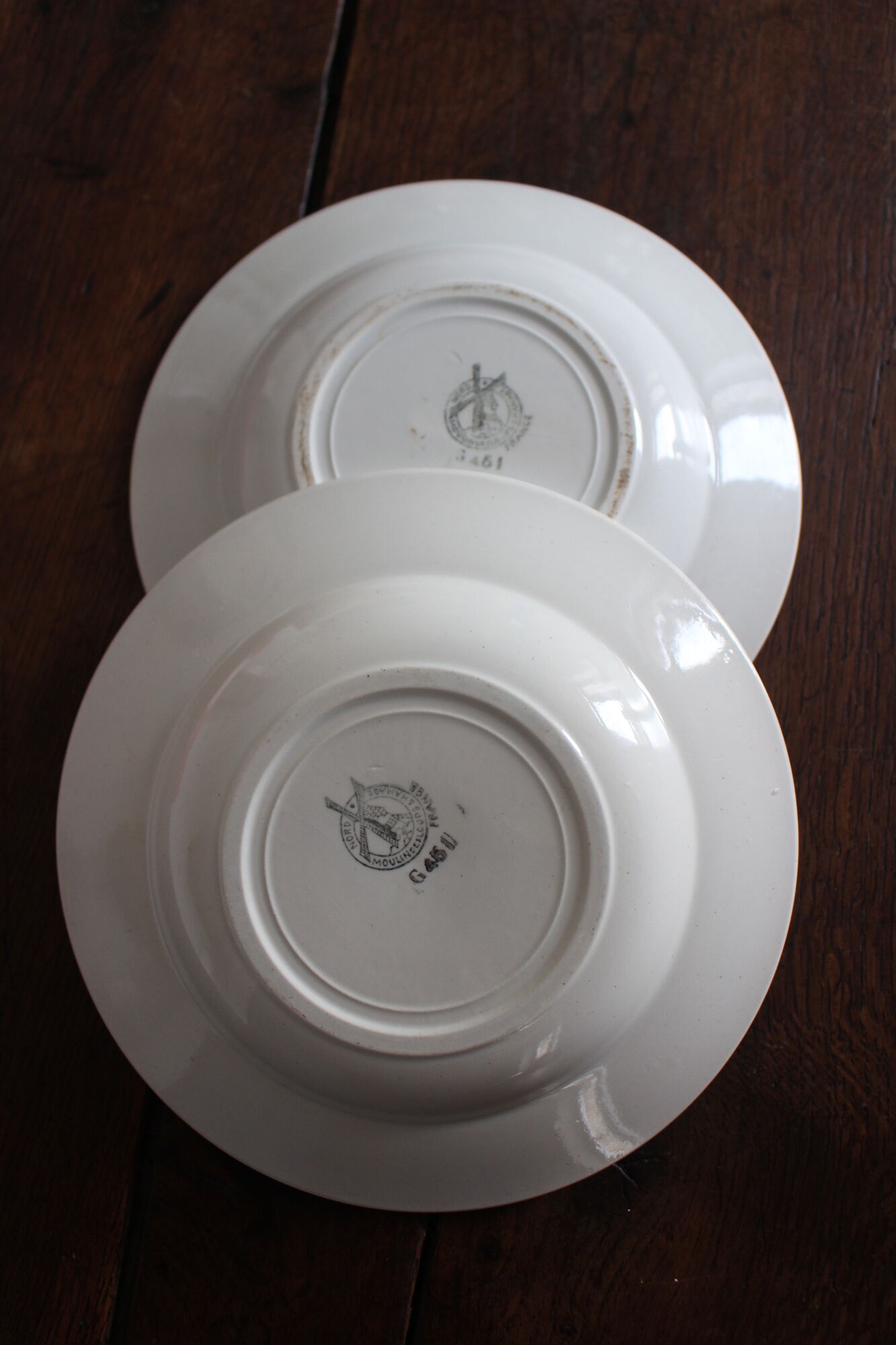 Mismatched lot 4 green hollow plates Flowers Garland Gaudeloupe Saint Amand