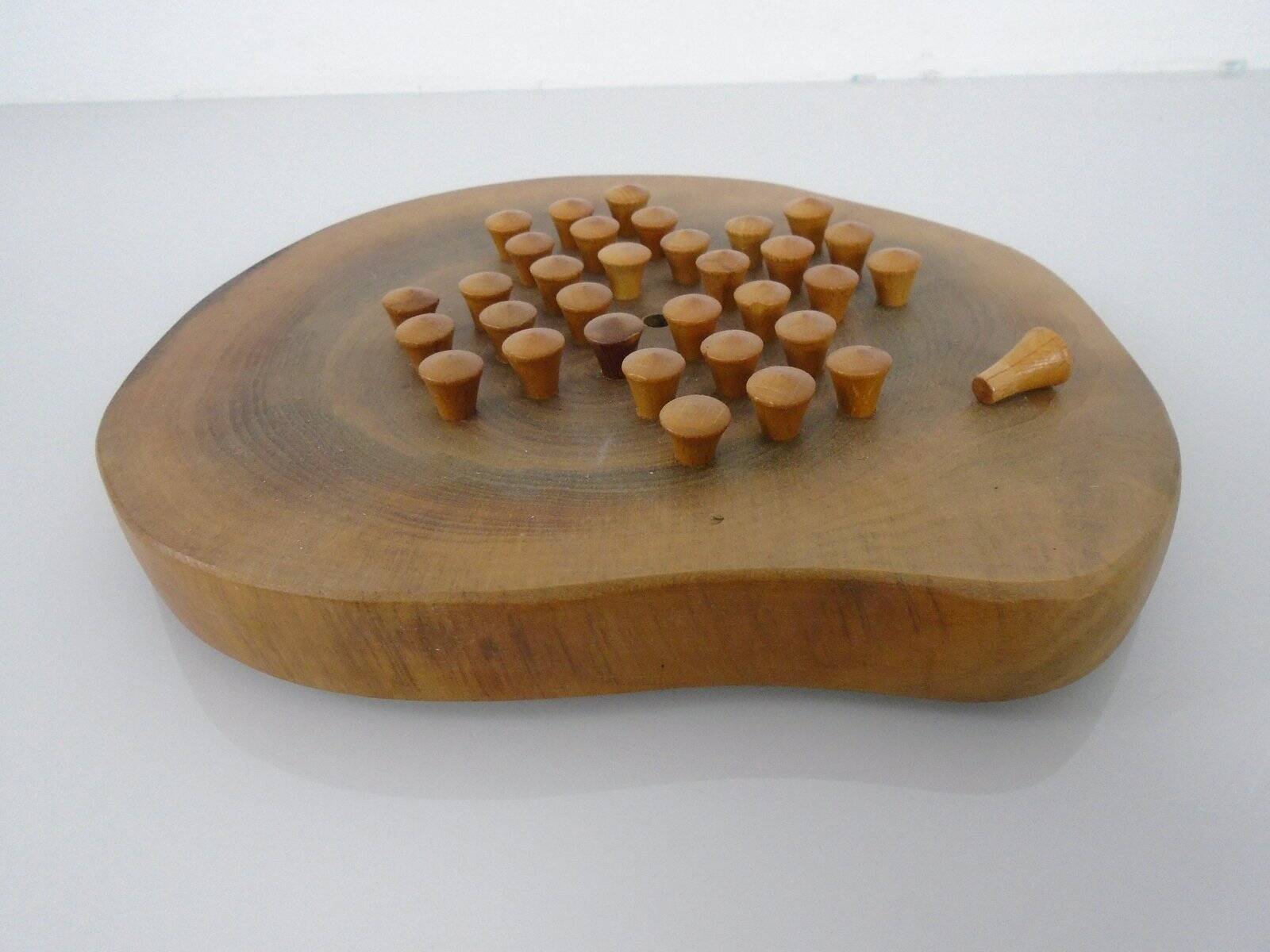 Handcrafted Wooden Solitaire Game, Germany, 1970s