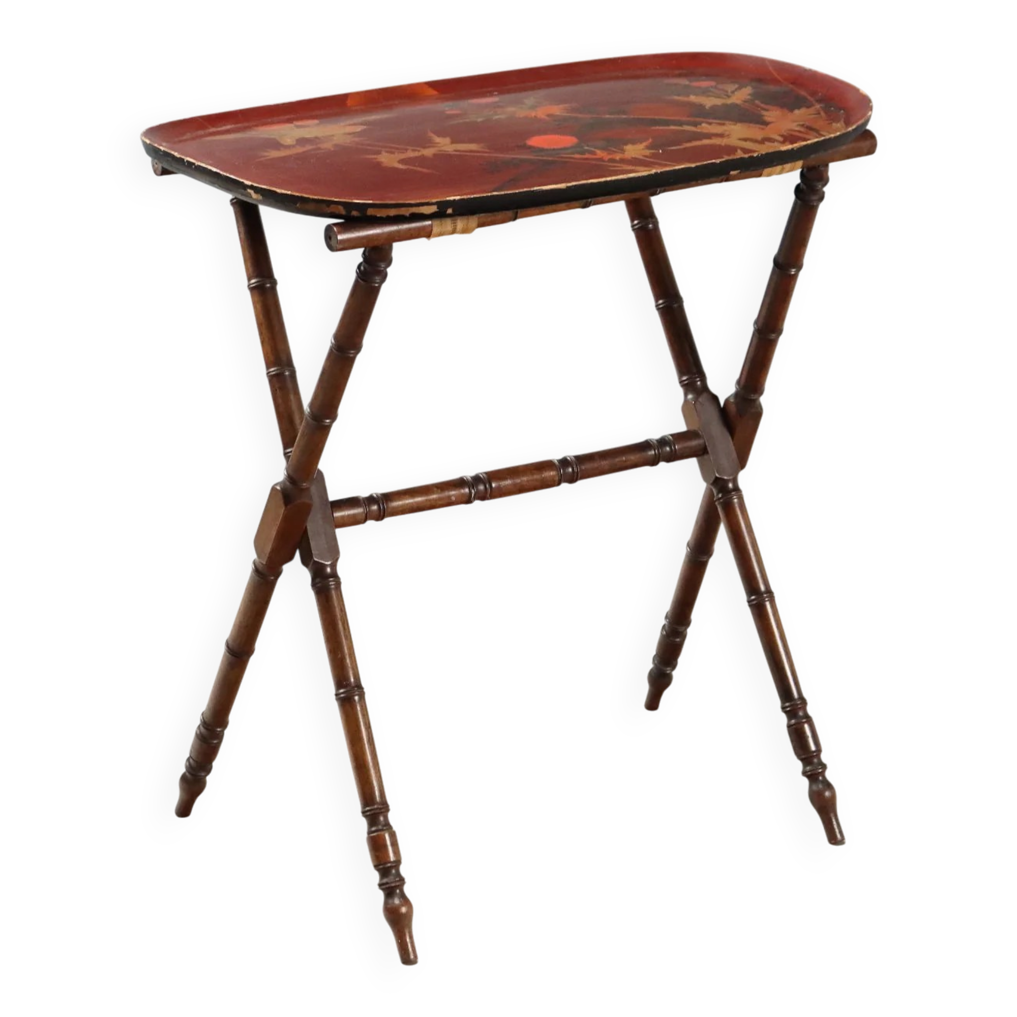 Petite table ancienne en bois laqué chinoiserie, Angleterre '800