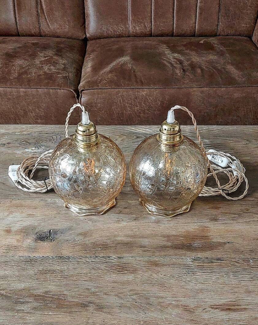 Vintage amber walking lamp