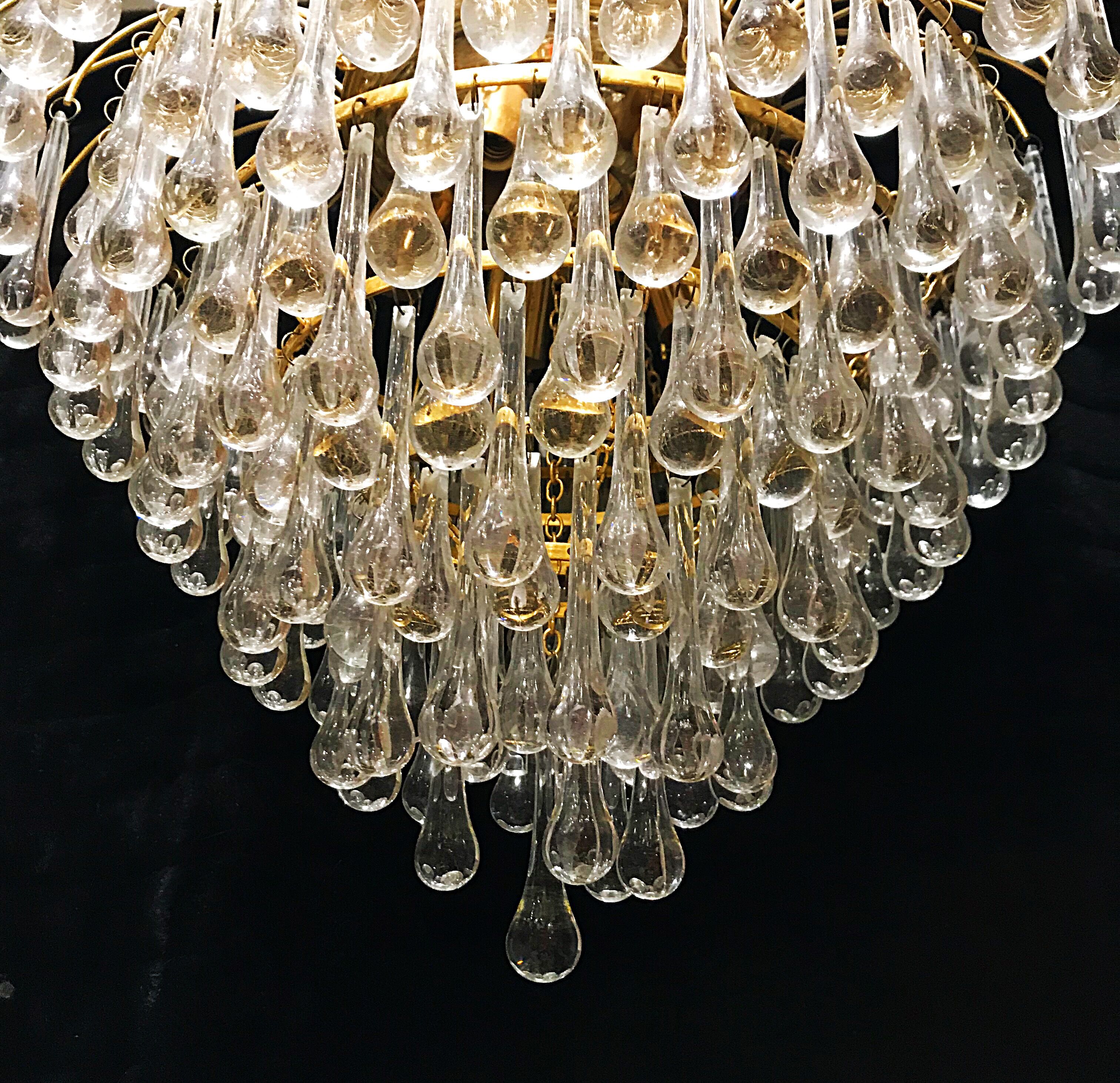Paolo Venini drops handblown glass with gilt gold structure 1970