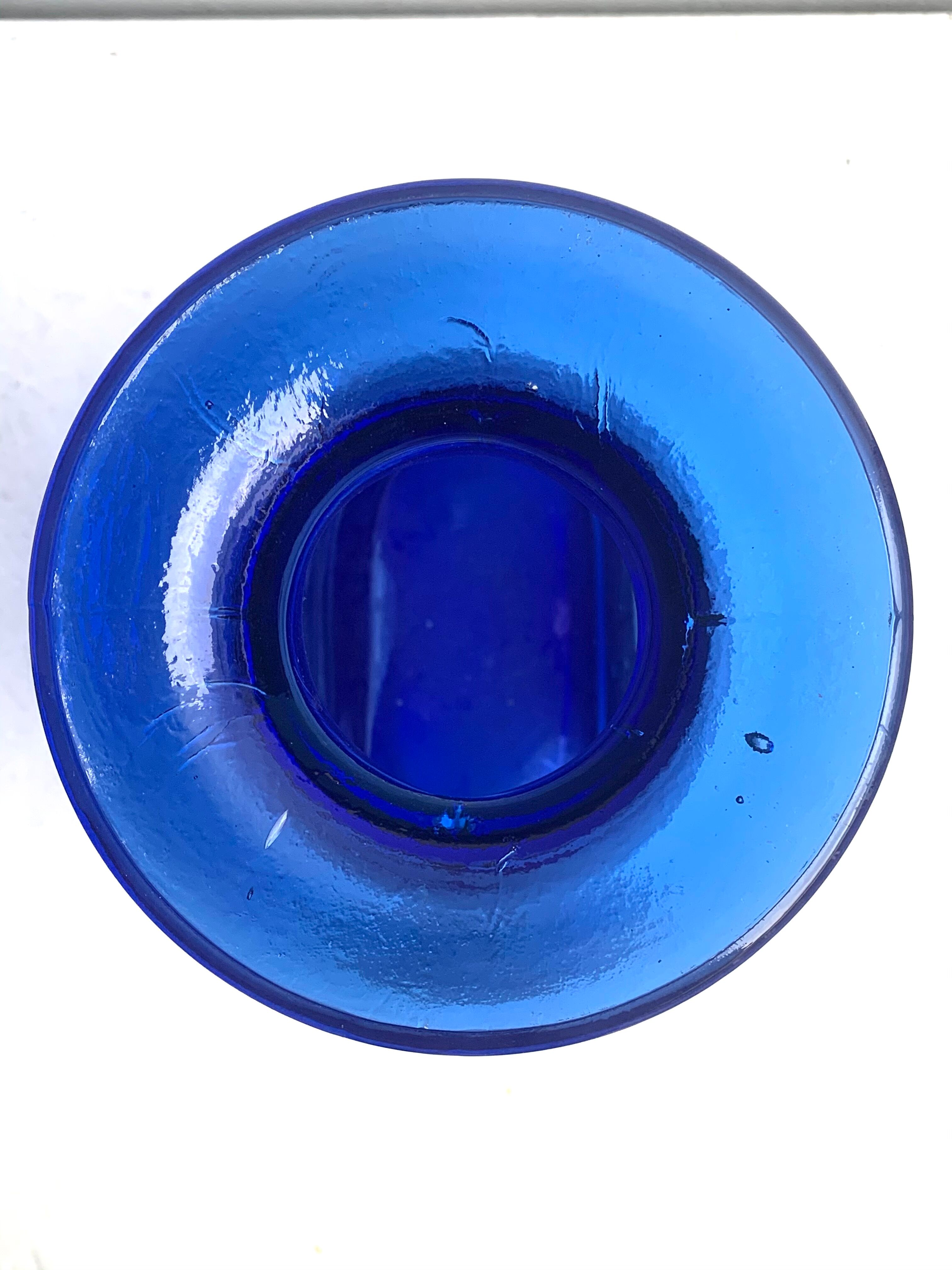 Blue blown glass vase