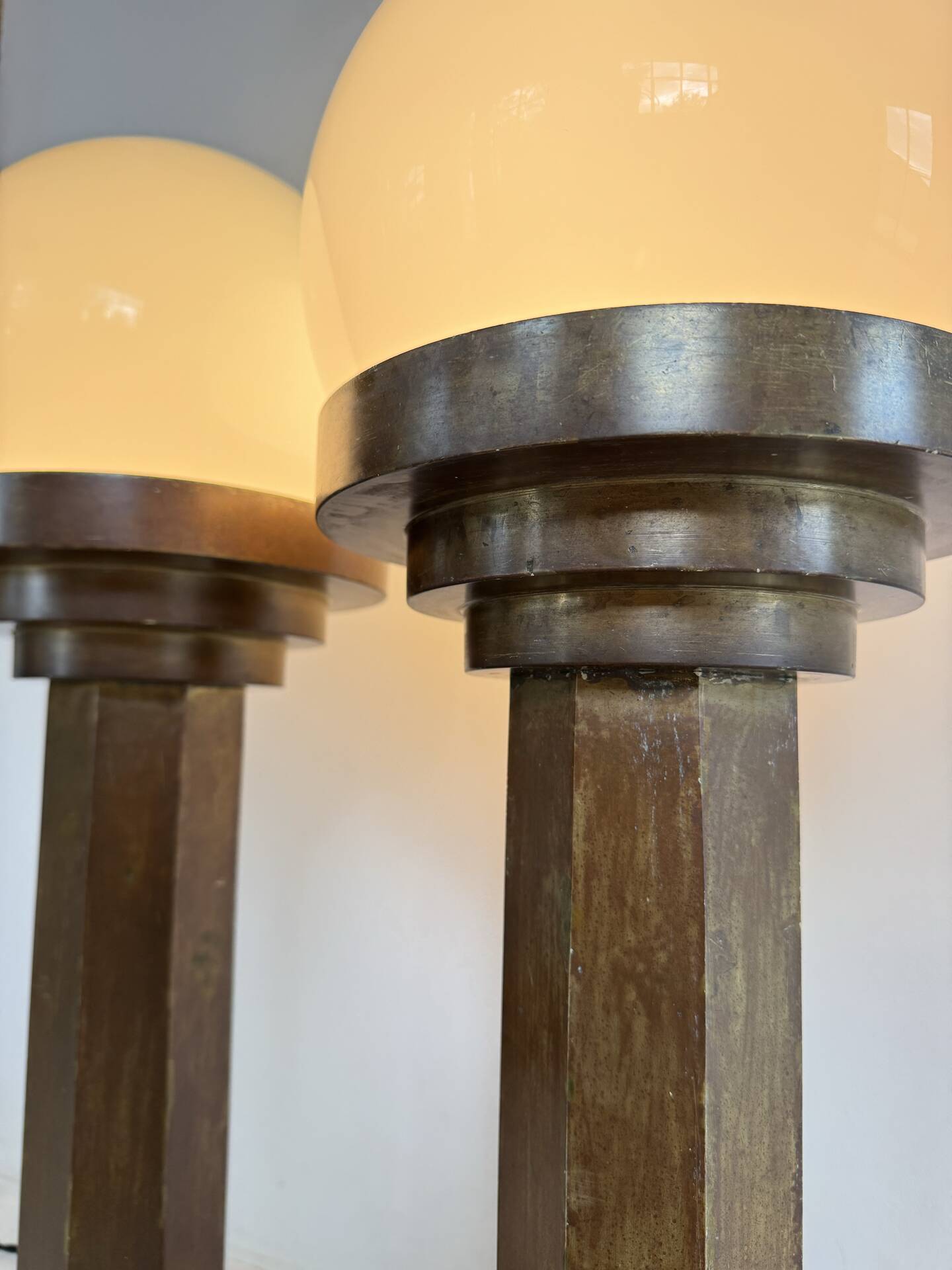 Lampes colonnes bronze Art Déco