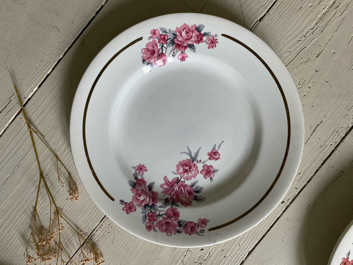 Set of 6 old flat plates Salins