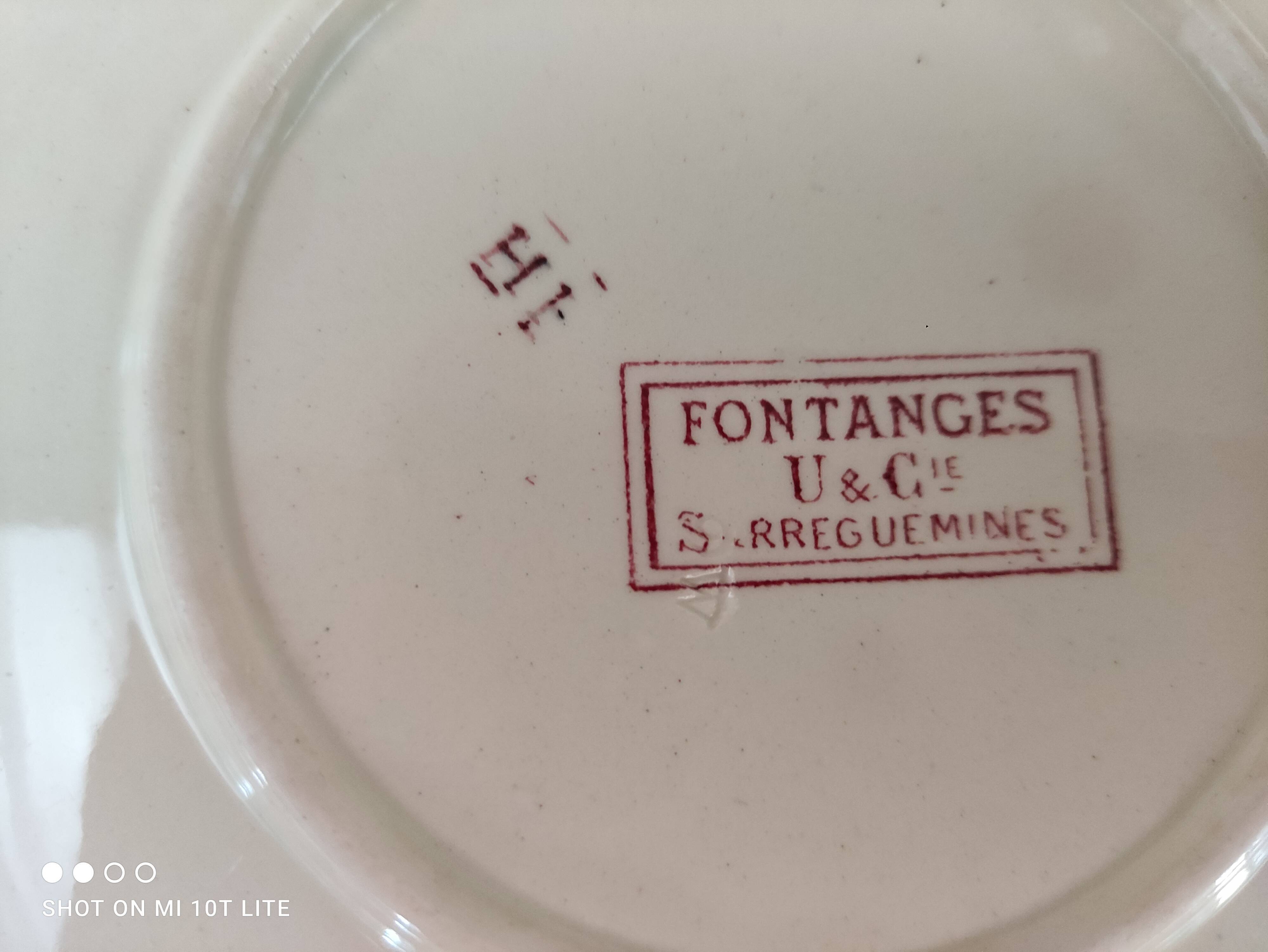 Lot de 7 assiettes ou soucoupes dépareillées Sarreguemines modèle Fontanges