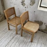 Pair of Baumann chairs beech and cannage