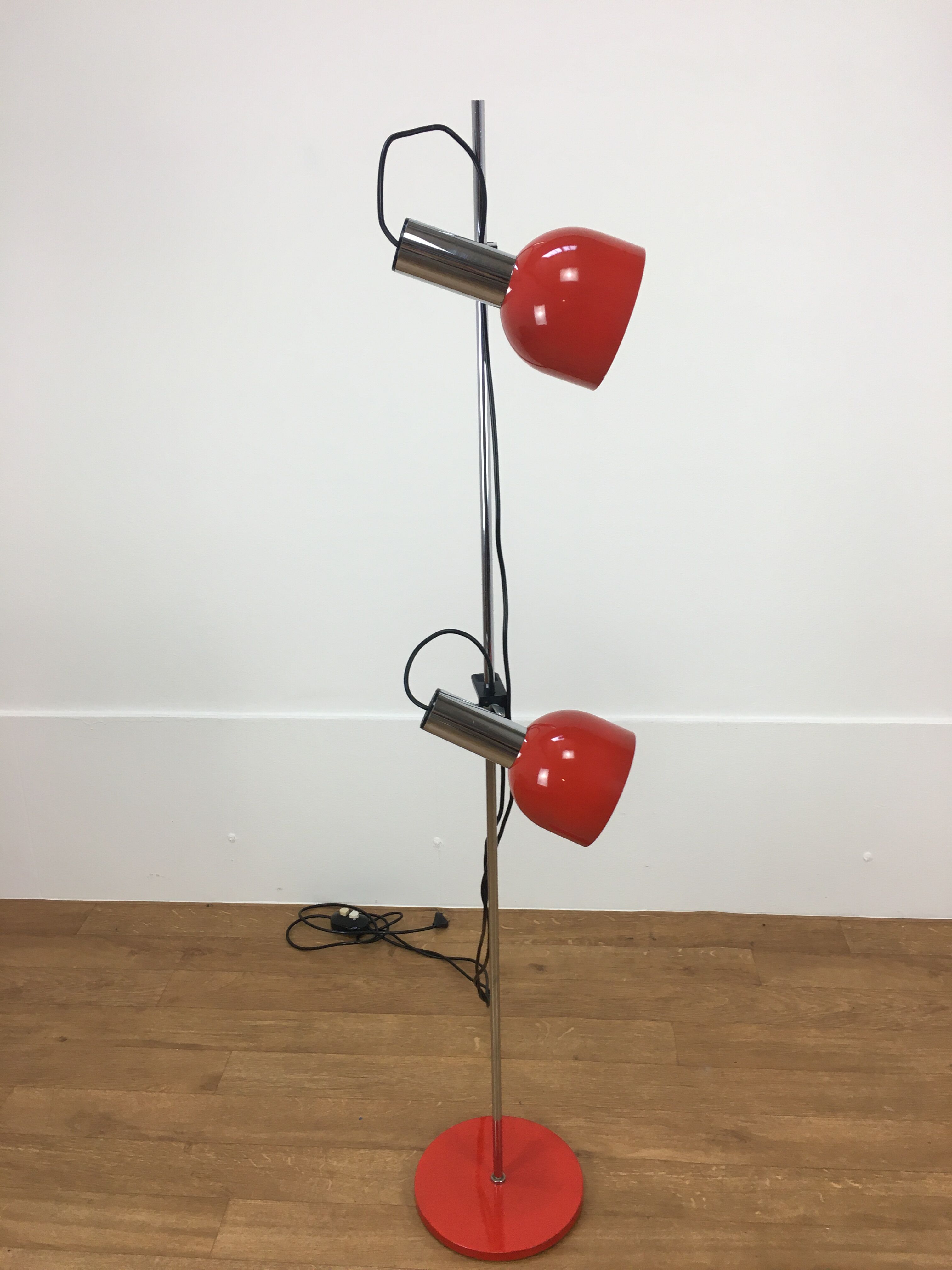 Floor lamp space age 2 spots red and chrome 1970