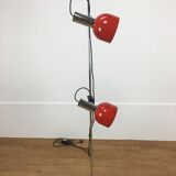 Floor lamp space age 2 spots red and chrome 1970