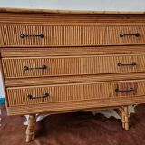 Commode en rotin et osier 1960