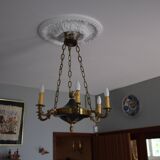Suspension/chandelier, metal and bronze, 6 arms candles