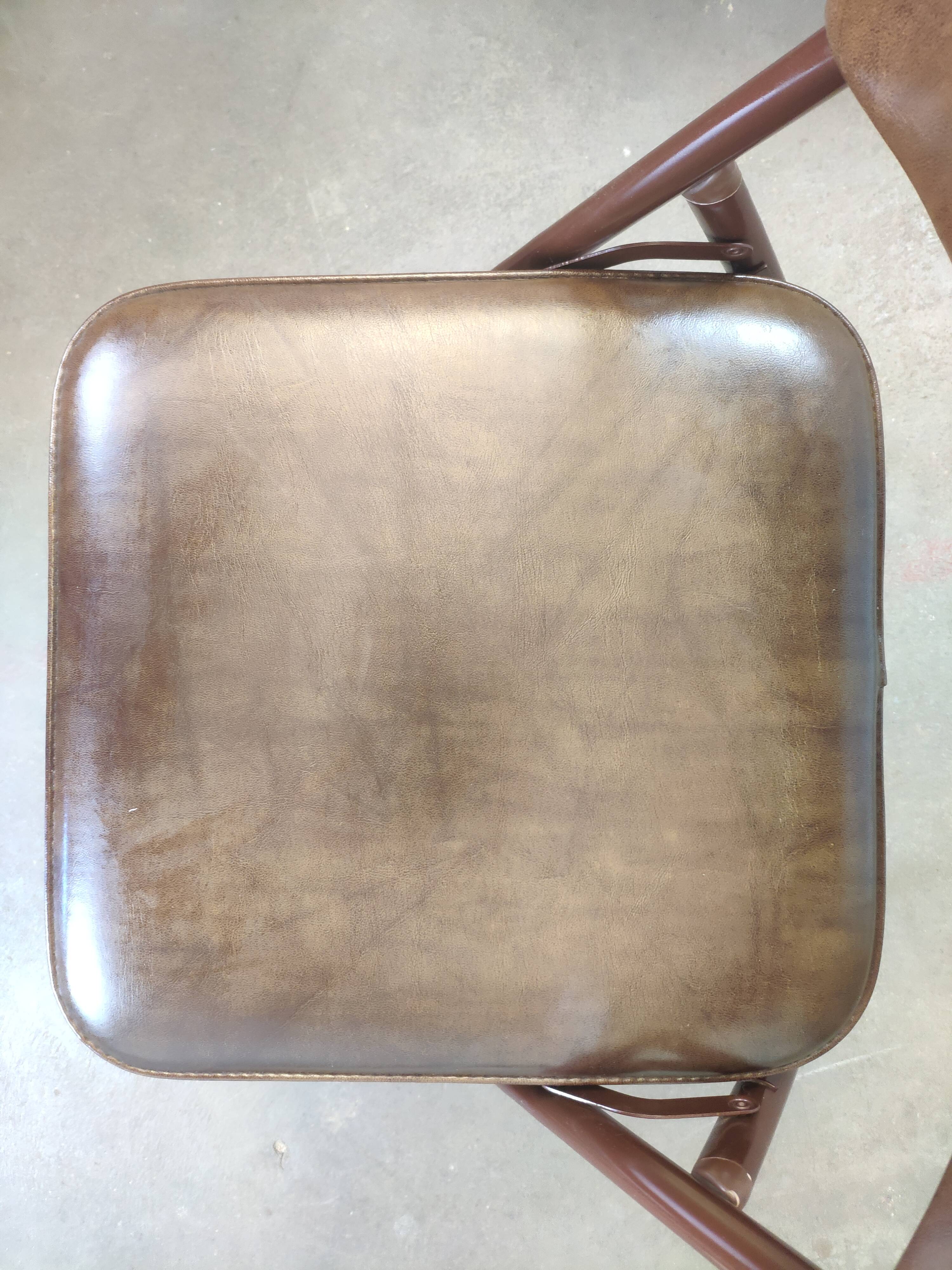 Rare suite de 3 chaises Samsonite 1977 assise marron