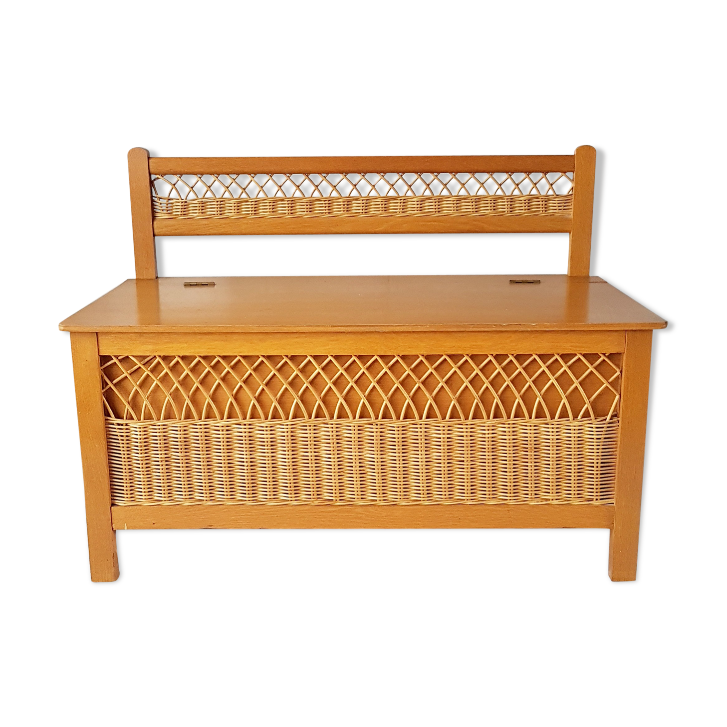 Vintage rattan trunk bench 60
