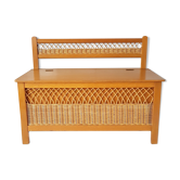 Vintage rattan trunk bench 60