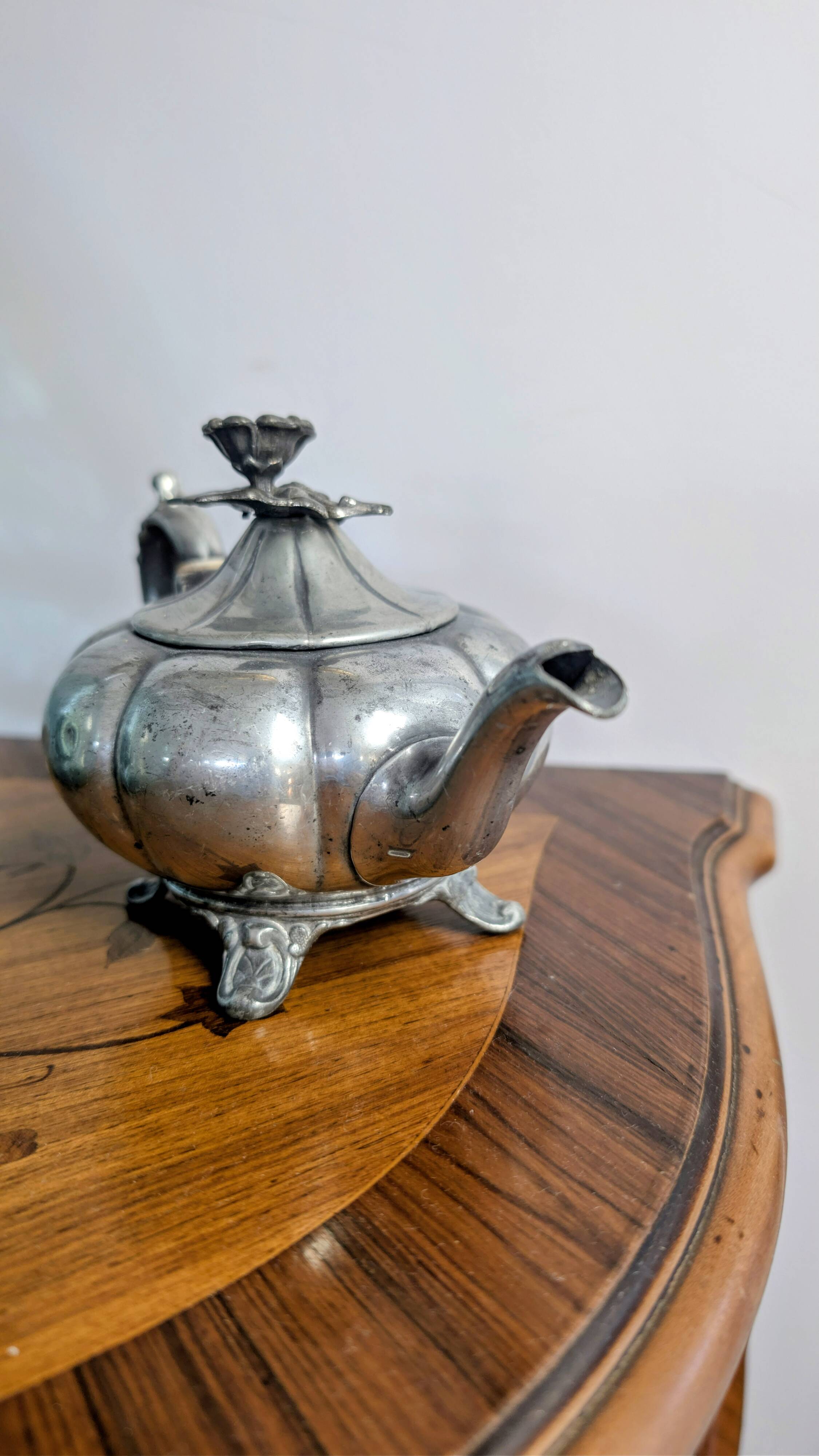 Vintage Shaw & Fisher Sheffield metal tin teapot