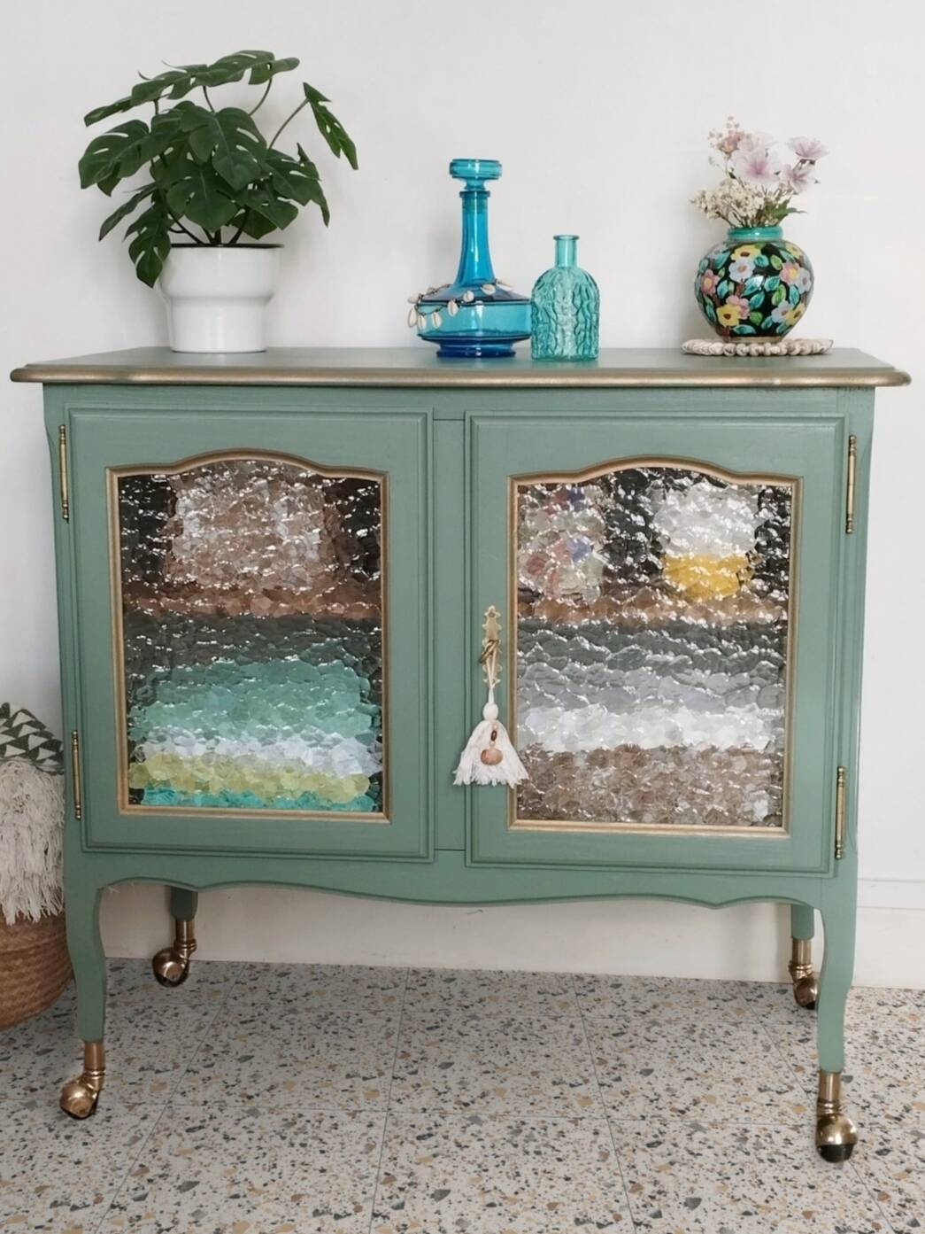Vintage glass-fronted sideboard