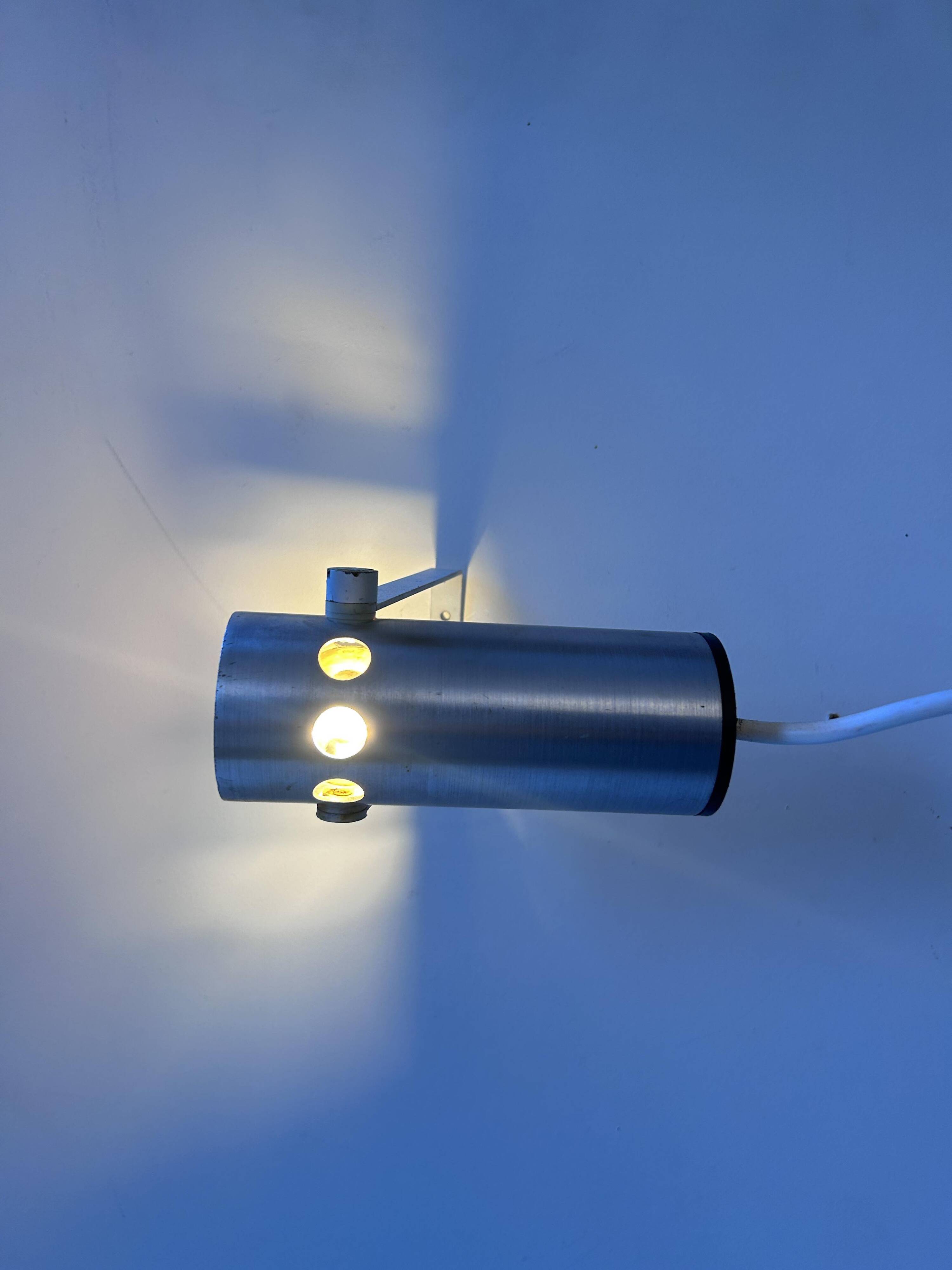 Vintage adjustable wall light, brushed metal, France 1960