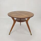 Italian wooden coffee table with brass feet 1960's