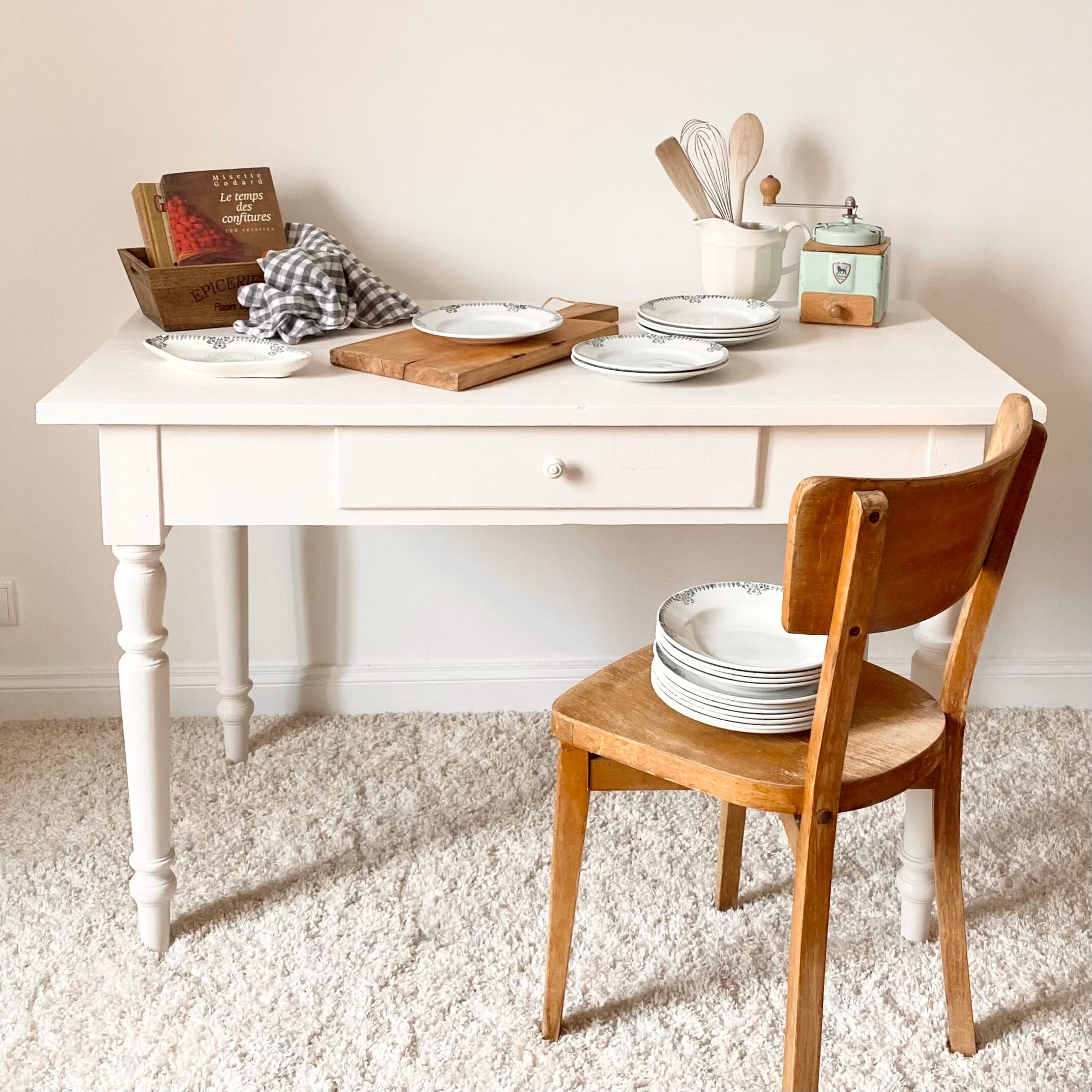 White farmhouse table