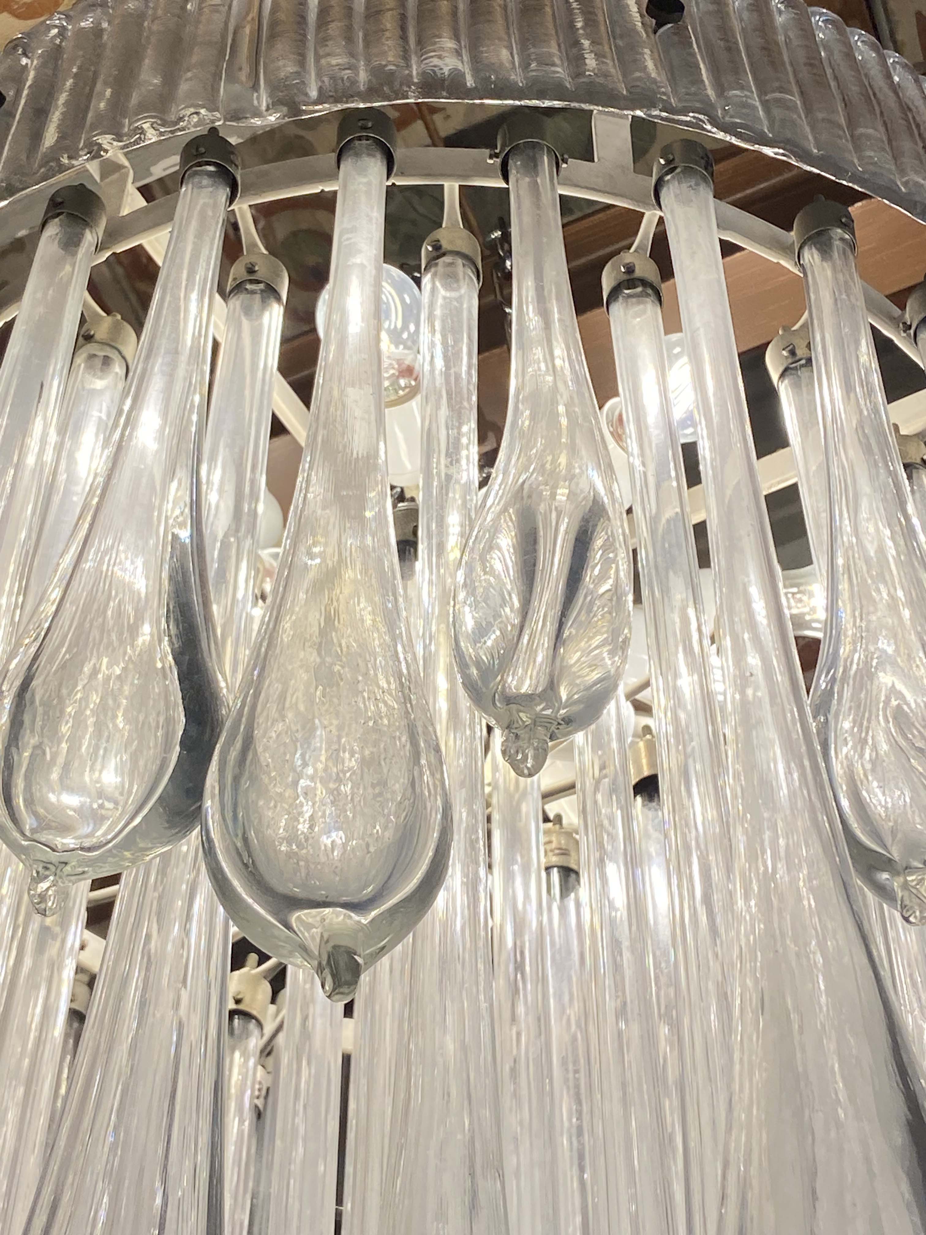 Venini Murano glass chandelier, Italy 1970s